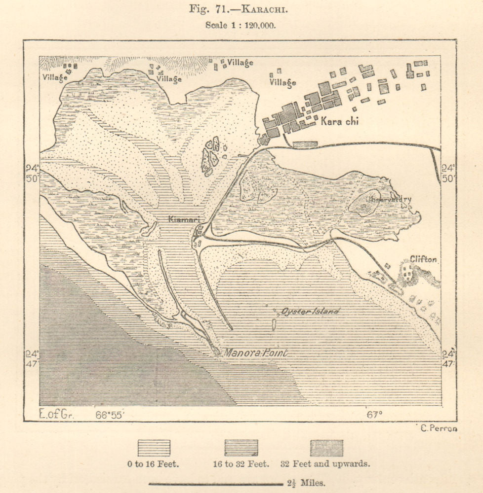 Karachi city plan. Pakistan. Sketch map 1885 old antique chart